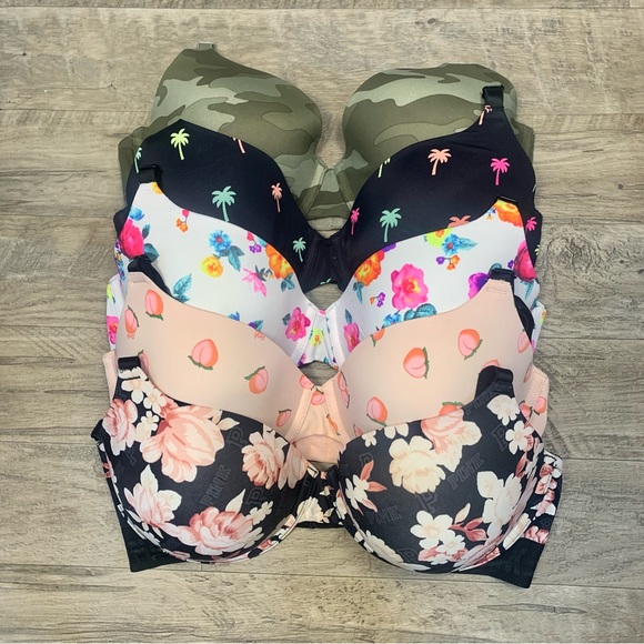 PINK Victoria's Secret Other - Victoria Secret PINK Bundle 5 Wear Everywhere T Shirt Lightly Lined Bras Prints